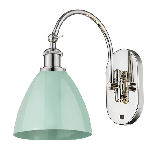 Innovations Plymouth 1-Light 7.5in Swing Arm Wall Sconce | Industrial Farmhouse Polished Nickel and Matte Seafoam Metal | Model 518-1W-PN-MBD-75-SF-LED