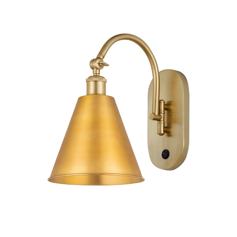Innovations Berkshire 8in 1-Light Swing Arm Lamp | Industrial Farmhouse Satin Gold Steel and Cast Brass with Satin Gold Metal | Model 518-1W-SG-MBC-8-SG