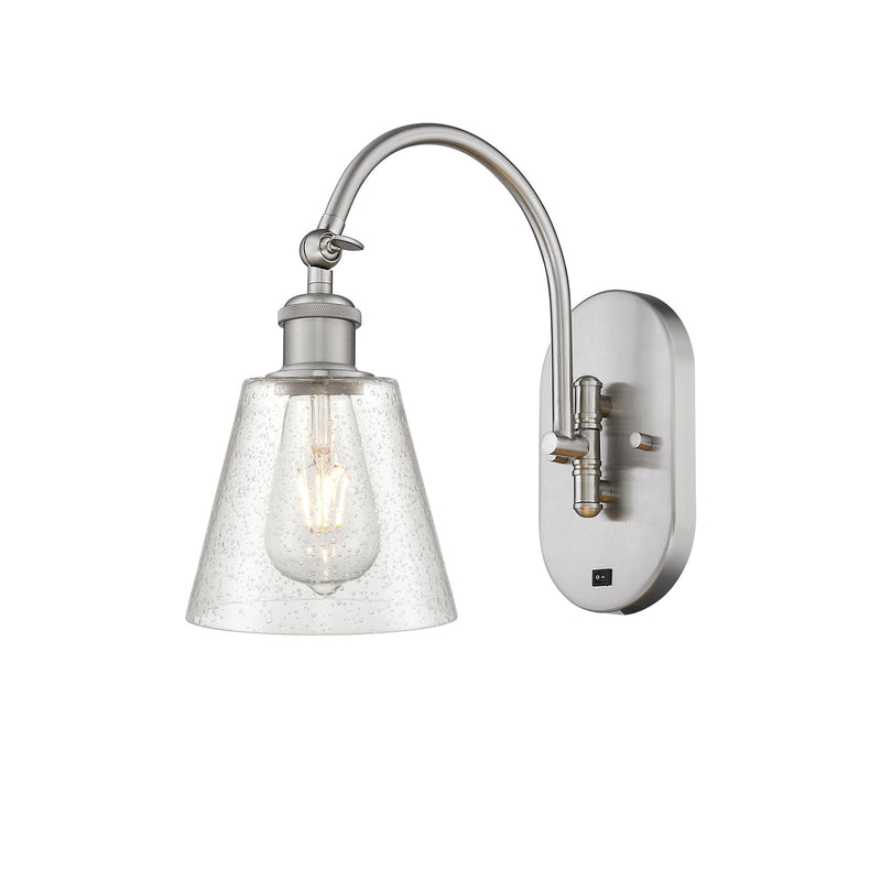Innovations Caton 6in 1-Light Swing Arm Lamp | Industrial Brushed Satin Nickel Steel and Frosted Glass | Bedroom & Living Room | Model 518-1W-SN-G454