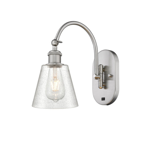 Innovations Caton 6in 1-Light Swing Arm Lamp | Industrial Brushed Satin Nickel Steel and Frosted Glass | Bedroom & Living Room | Model 518-1W-SN-G454