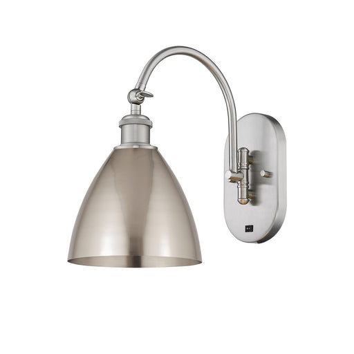 Innovations Bristol 1-Light 7.5in Swing Arm Sconce | Industrial Farmhouse Brushed Satin Nickel Steel and Metal Shade | Bedroom | Model 518-1W-SN-MBD-75-SN