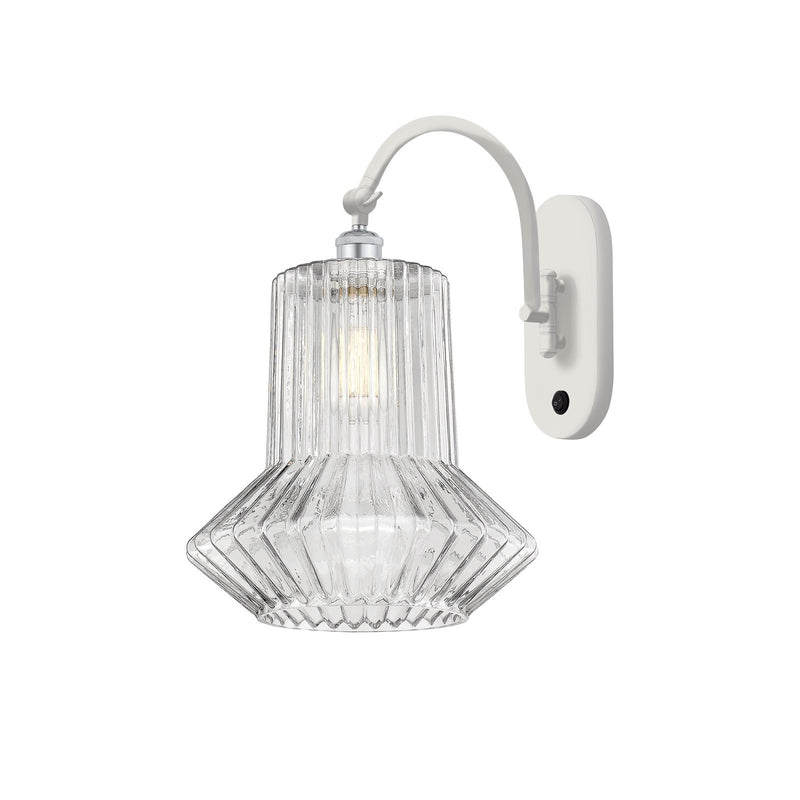 Innovations Springwater 12in 1-Light Swing Arm Sconce | Art Nouveau White Polished Chrome and Clear Fluted Glass | Bedroom & | Model 518-1W-WPC-G212
