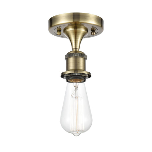 Innovations Bare Bulb 4.5in 1-Light Semi-Flush Mount | Industrial Antique Brass Steel | Entryway & Hallway | 4.5 x 4.5 x 5 in | Model 616-1F-AB