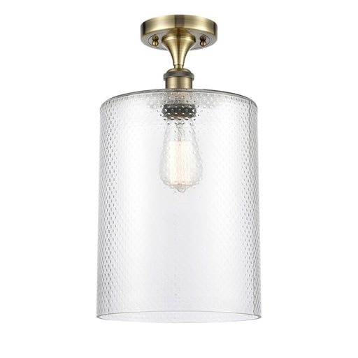 Innovations Cobbleskill 9in 1-Light Semi-Flush Mount | Industrial Antique Brass Steel and Clear Glass | Entryway & Hallway | 9 x | Model 616-1F-AB-G112-L
