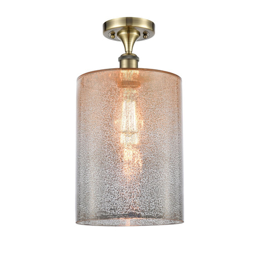 Innovations Cobbleskill 9in 1-Light Semi-Flush Mount | Industrial Antique Brass Steel and Mercury Glass | Entryway & Hallway | 9 | Model 616-1F-AB-G116-L