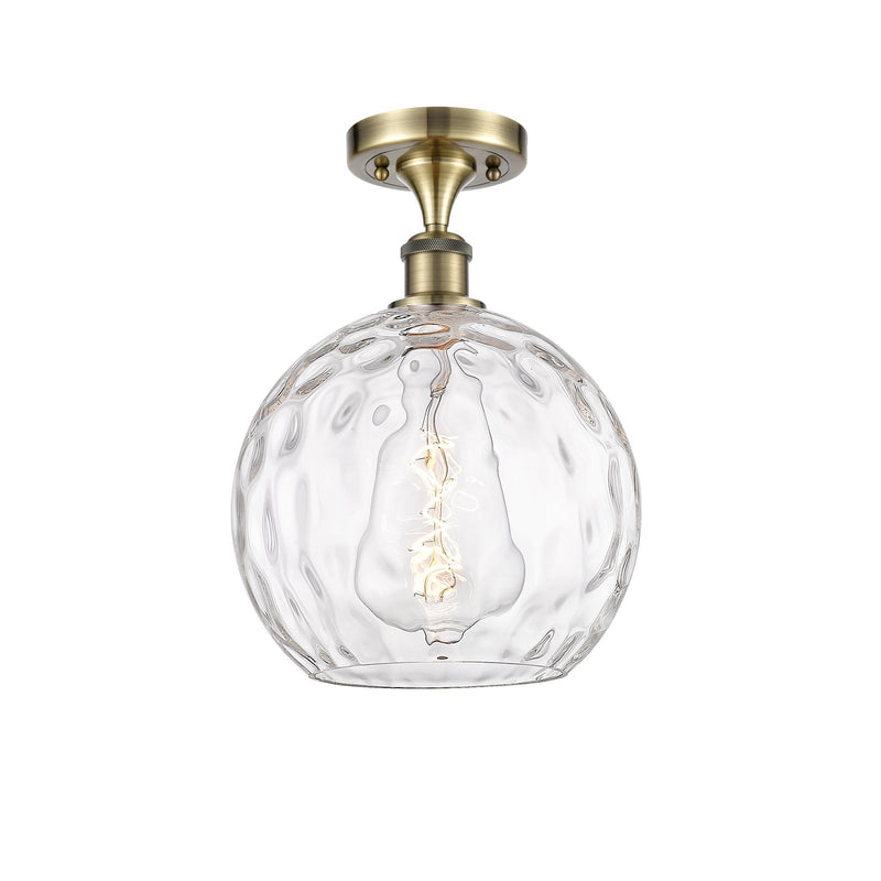 Innovations Athens Water Glass 10in 1-Light Semi-Flush Mount | Industrial Antique Brass and Clear Glass | Kitchen & Hallway | Model 616-1F-AB-G1215-10