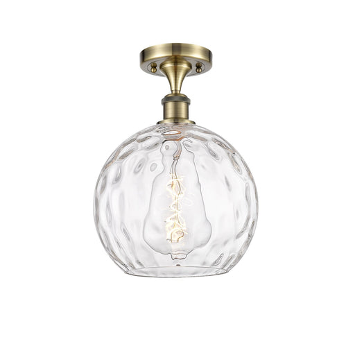 Innovations Athens Water Glass 10in 1-Light Semi-Flush Mount | Industrial Antique Brass and Clear Glass | Kitchen & Hallway | Model 616-1F-AB-G1215-10