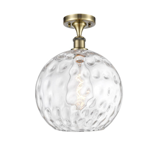 Innovations Athens Water Glass 12in 1-Light Semi-Flush Mount | Industrial Antique Brass and Clear Glass | Entryway & Hallway | Model 616-1F-AB-G1215-12