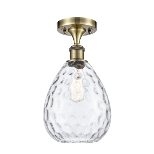 Innovations Waverly 8in 1-Light Semi-Flush Mount | Industrial Antique Brass Steel and Clear Glass | Damp-Rated Hallway & Entryway | Model 616-1F-AB-G372