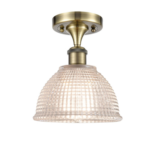 Innovations Arietta 8in 1-Light Semi-Flush Mount | Industrial Antique Brass Steel and Clear Glass | Entryway & Hallway | 8 x 8 x 10 | Model 616-1F-AB-G422