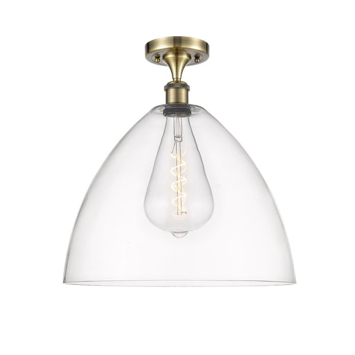 Innovations Bristol 16in 1-Light Semi-Flush Mount | Industrial Antique Brass Steel and Clear Glass | Entryway & Hallway | 16 x | Model 616-1F-AB-GBD-162