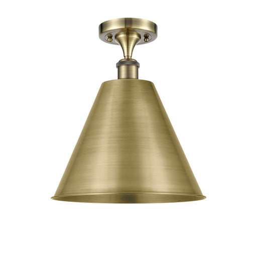 Innovations Berkshire 12in 1-Light Semi-Flush Mount | Industrial Antique Brass Steel and Cast Brass with Antique Brass Metal | Model 616-1F-AB-MBC-12-AB