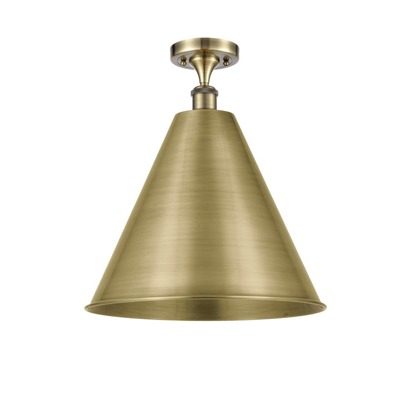 Innovations Berkshire 16in 1-Light Semi-Flush Mount | Industrial Antique Brass Steel and Cast Brass Metal Shade | Entryway & | Model 616-1F-AB-MBC-16-AB