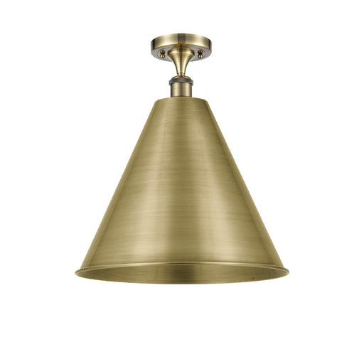Innovations Berkshire 16in 1-Light Semi-Flush Mount | Industrial Antique Brass Steel and Cast Brass Metal Shade | Entryway & | Model 616-1F-AB-MBC-16-AB