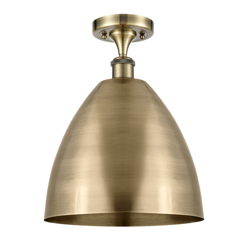 Innovations Bristol 12in 1-Light Semi-Flush Mount | Industrial Antique Brass Steel and Antique Brass Metal Shade | Entryway & | Model 616-1F-AB-MBD-12-AB