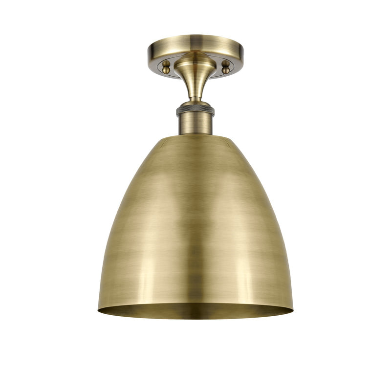 Innovations Bristol 9in 1-Light Semi-Flush Mount | Industrial Antique Brass and Antique Brass Metal Shade | Entryway & Hallway | Model 616-1F-AB-MBD-9-AB