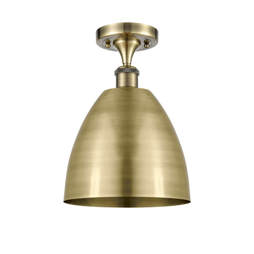 Innovations Bristol 9in 1-Light Semi-Flush Mount | Industrial Antique Brass and Antique Brass Metal Shade | Entryway & Hallway | Model 616-1F-AB-MBD-9-AB