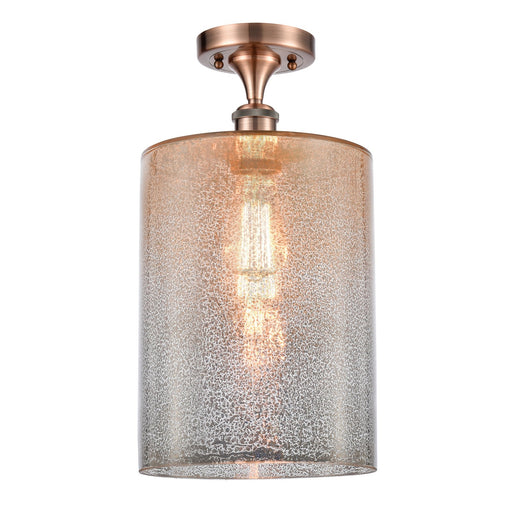 Innovations Cobbleskill 9in 1-Light Semi-Flush Mount | Industrial Antique Copper Steel and Mercury Glass | Entryway & Hallway | 9 | Model 616-1F-AC-G116-L