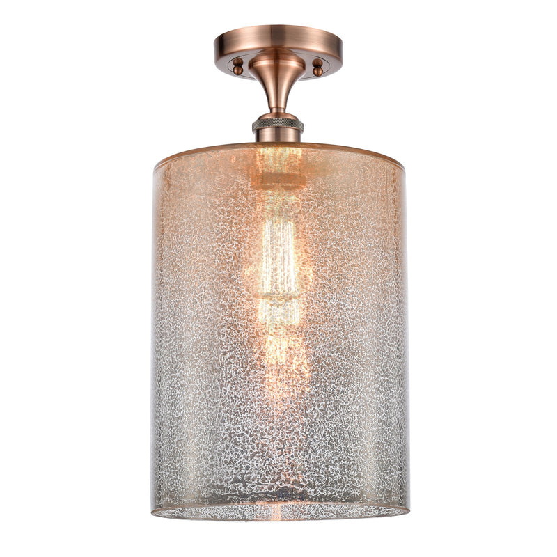 Innovations Cobbleskill 9in 1-Light Semi-Flush Mount | Industrial Antique Copper Steel and Mercury Glass | Entryway & Hallway | 9 | Model 616-1F-AC-G116-L