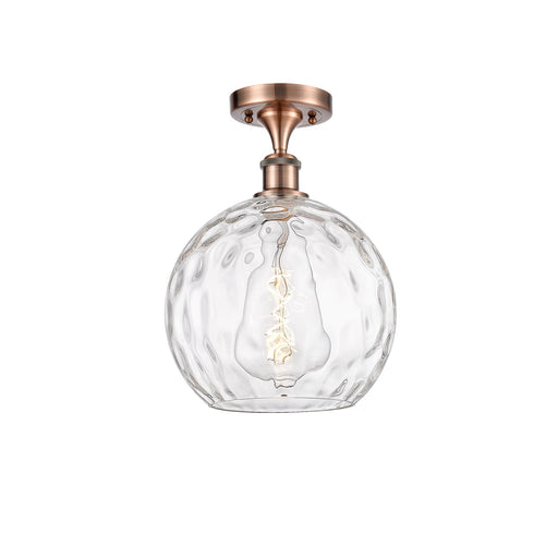 Innovations Athens Water Glass 10in 1-Light Semi-Flush Mount | Industrial Antique Copper and Clear Water Glass | Kitchen & | Model 616-1F-AC-G1215-10