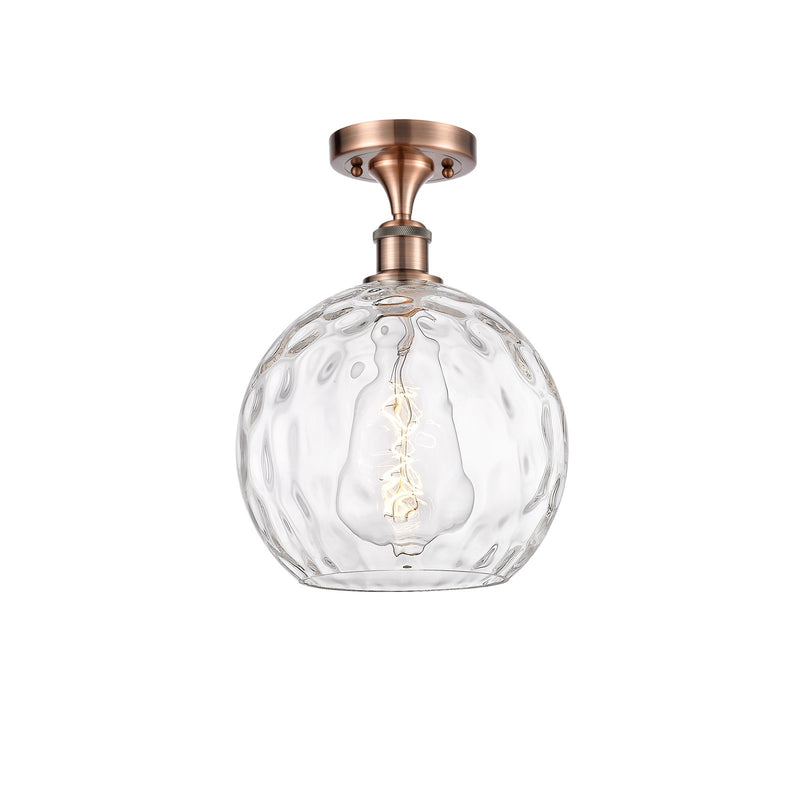 Innovations Athens Water Glass 10in 1-Light Semi-Flush Mount | Industrial Antique Copper and Clear Water Glass | Kitchen & | Model 616-1F-AC-G1215-10