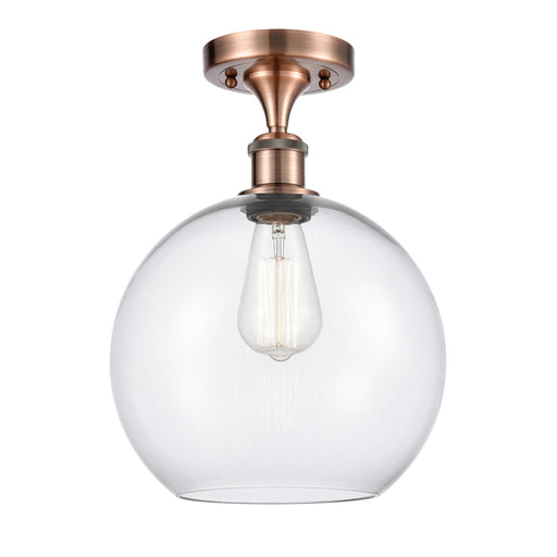 Innovations Athens 10in 1-Light Semi-Flush Mount | Industrial Antique Copper Steel and Clear Glass | Entryway & Hallway | 10 x | Model 616-1F-AC-G122-10