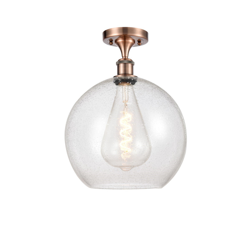 Innovations Athens 12in 1-Light Semi-Flush Mount | Industrial Antique Copper Steel and Seedy Glass | Entryway & Hallway | 11.75 | Model 616-1F-AC-G124-12
