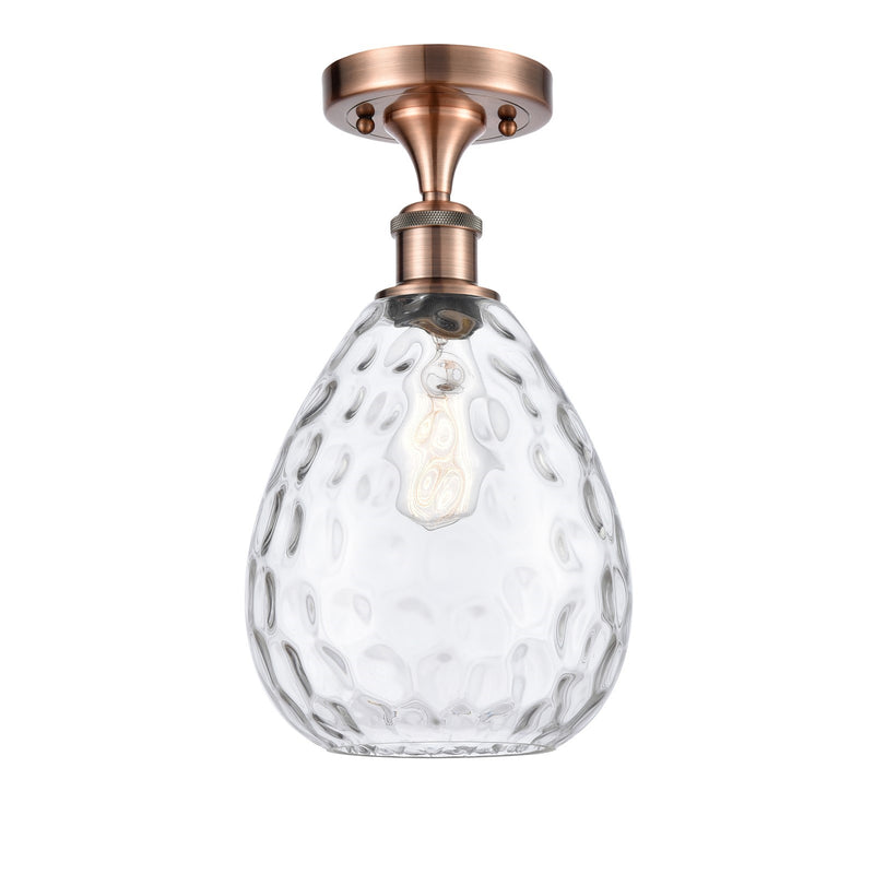 Innovations Waverly 8in 1-Light Semi-Flush Mount | Industrial Antique Copper Steel and Clear Glass | Damp Rated Entryway & Hallway | Model 616-1F-AC-G372