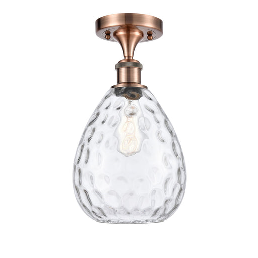 Innovations Waverly 8in 1-Light Semi-Flush Mount | Industrial Antique Copper Steel and Clear Glass | Damp Rated Entryway & Hallway | Model 616-1F-AC-G372