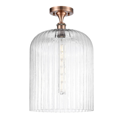 Innovations Bridal Veil 5in 1-Light Semi-Flush | Art Nouveau Industrial Antique Copper and Clear Ribbed Glass | Entryway & | Model 616-1F-AC-G559-12CL