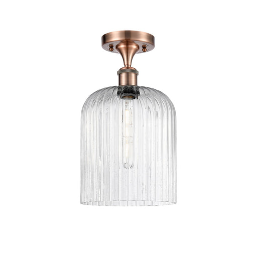 Innovations Bridal Veil 5in 1-Light Semi-Flush Mount | Art Nouveau Industrial Antique Copper and Seedy Ribbed Glass | Damp | Model 616-1F-AC-G559-8SDY