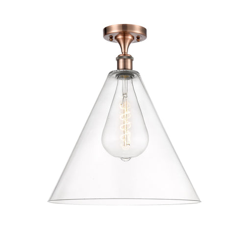 Innovations Berkshire 16in 1-Light Semi-Flush Mount | Industrial Antique Copper Steel and Clear Glass | Entryway & Hallway | 16 | Model 616-1F-AC-GBC-162
