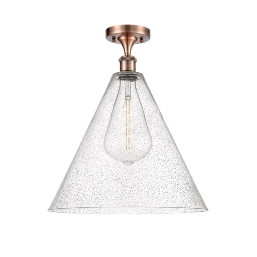 Innovations Berkshire 16in 1-Light Semi-Flush Mount | Industrial Antique Copper Steel and Seedy Glass | Entryway & Hallway | 16 | Model 616-1F-AC-GBC-164