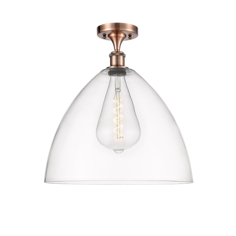 Innovations Bristol 16in 1-Light Semi-Flush Mount | Industrial Antique Copper Steel and Clear Glass | Entryway & Hallway | 16 x | Model 616-1F-AC-GBD-162