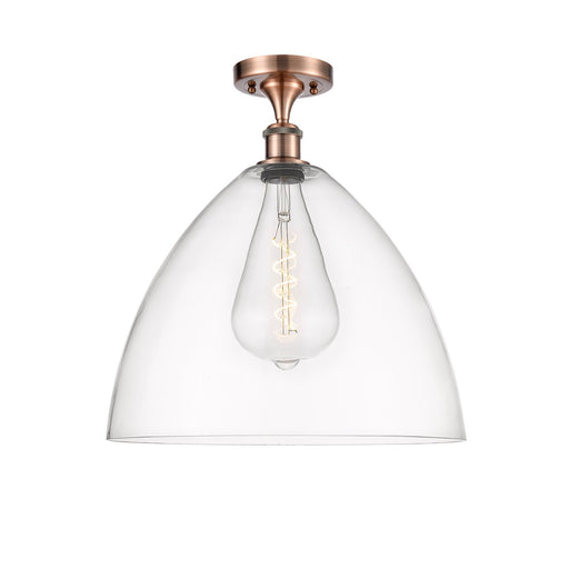 Innovations Bristol 16in 1-Light Semi-Flush Mount | Industrial Antique Copper Steel and Clear Glass | Entryway & Hallway | 16 x | Model 616-1F-AC-GBD-162