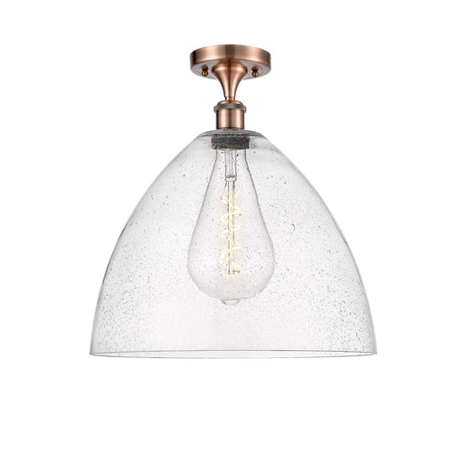 Innovations Bristol 16in 1-Light Semi-Flush Mount | Industrial Antique Copper Steel and Seedy Glass Dome Shade | Damp Rated | Model 616-1F-AC-GBD-164
