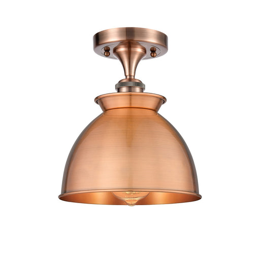 Innovations Adirondack 8.25in 1-Light Semi-Flush Mount | Industrial Antique Copper Steel and Cast Brass | Damp Rated Entryway & | Model 616-1F-AC-M14-AC