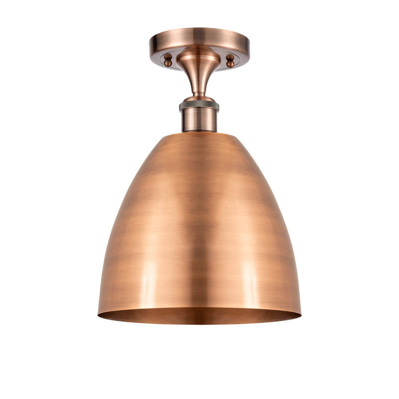 Innovations Bristol 9in 1-Light Semi-Flush Mount | Industrial Antique Copper Steel and Antique Copper Metal Shade | Entryway & | Model 616-1F-AC-MBD-9-AC