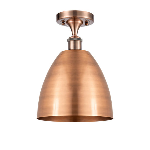 Innovations Bristol 9in 1-Light Semi-Flush Mount | Industrial Antique Copper Steel and Antique Copper Metal Shade | Entryway & | Model 616-1F-AC-MBD-9-AC
