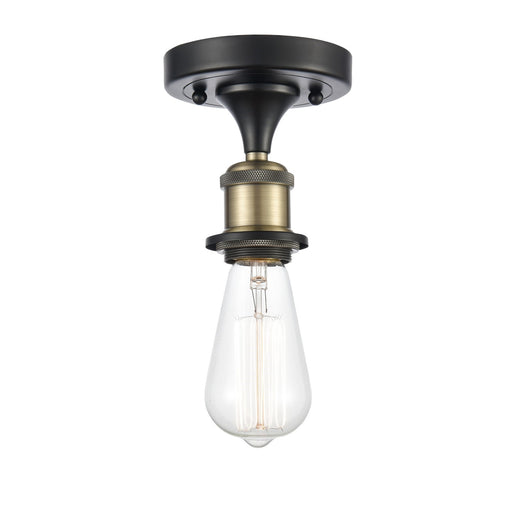 Innovations Bare Bulb 4.5in 1-Light Semi-Flush Mount | Industrial Black Antique Brass Steel and Cast Brass | Hallway & Entryway | 4.5 x | Model 616-1F-BAB