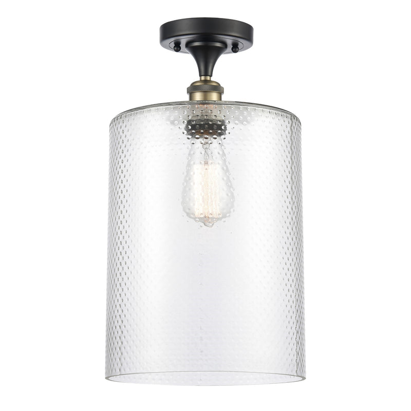 Innovations Cobbleskill 9in 1-Light Semi-Flush Mount | Industrial Black Antique Brass Steel and Clear Glass | Damp-Rated | Model 616-1F-BAB-G112-L