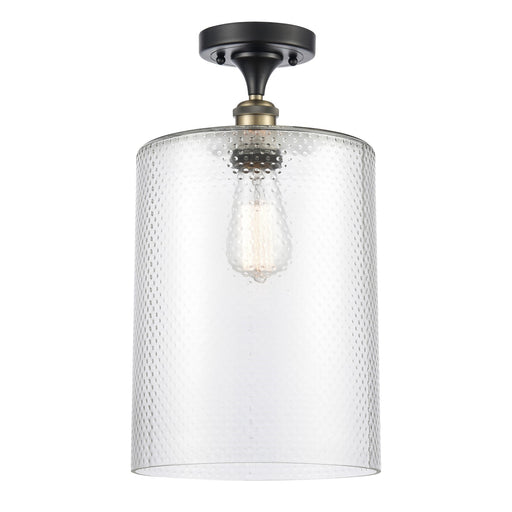 Innovations Cobbleskill 9in 1-Light Semi-Flush Mount | Industrial Black Antique Brass Steel and Clear Glass | Damp-Rated | Model 616-1F-BAB-G112-L