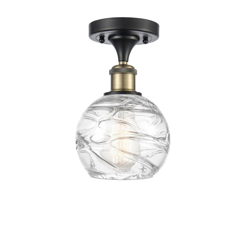Innovations Athens Deco Swirl 6in 1-Light Semi-Flush Mount | Industrial Black Antique Brass Steel and Clear Glass | Model 616-1F-BAB-G1213-6CL