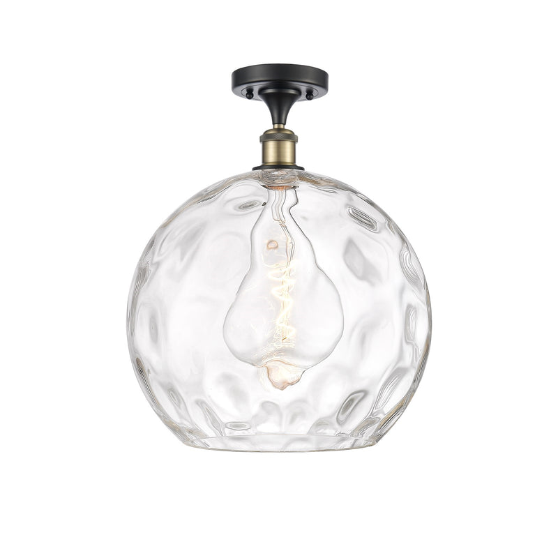 Innovations Athens Water Glass 13in 1-Light Semi-Flush Mount | Industrial Black Antique Brass and Clear Glass | Kitchen & | Model 616-1F-BAB-G1215-14