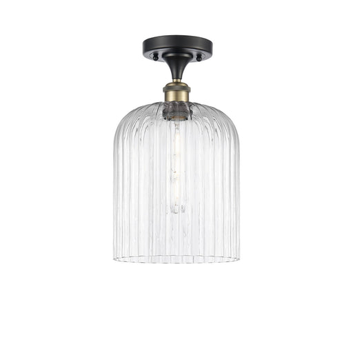 Innovations Bridal Veil 5in 1-Light Semi-Flush Mount | Industrial Black Antique Brass Steel and Clear Ribbed Glass | Bathroom | Model 616-1F-BAB-G559-8CL