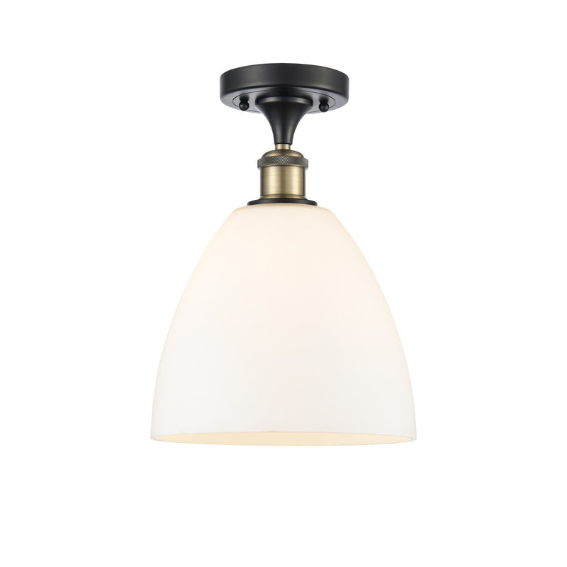 Innovations Bristol 9in 1-Light Semi-Flush Mount | Industrial Black Antique Brass and Matte White Glass | Kitchen & Hallway | 9 | Model 616-1F-BAB-GBD-91