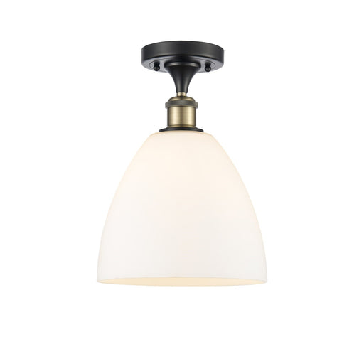 Innovations Bristol 9in 1-Light Semi-Flush Mount | Industrial Black Antique Brass and Matte White Glass | Kitchen & Hallway | 9 | Model 616-1F-BAB-GBD-91