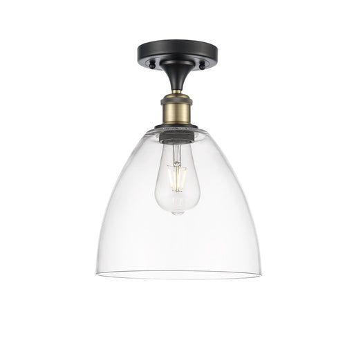 Innovations Bristol 9in 1-Light Semi-Flush Mount | Industrial Black Antique Brass Steel and Clear Glass | Entryway & Hallway | Model 616-1F-BAB-GBD-92