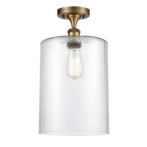 Innovations Cobbleskill 9in 1-Light Semi-Flush Mount | Industrial Brushed Brass Steel and Clear Glass | Entryway & Hallway | 9 x | Model 616-1F-BB-G112-L