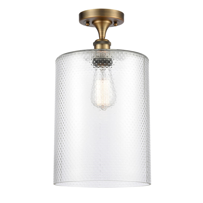 Innovations Cobbleskill 9in 1-Light Semi-Flush Mount | Industrial Brushed Brass Steel and Clear Glass | Entryway & Hallway | 9 x | Model 616-1F-BB-G112-L
